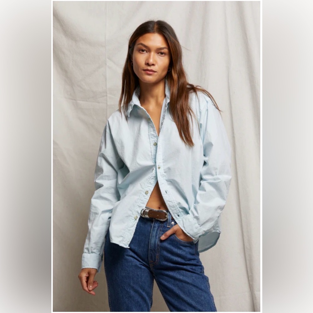 NWT PerfectWhiteTee James button up -Iced Aqua XS